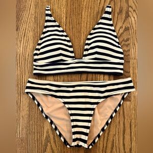 J.Crew Striped Bikini Size XS Navy Blue and White
